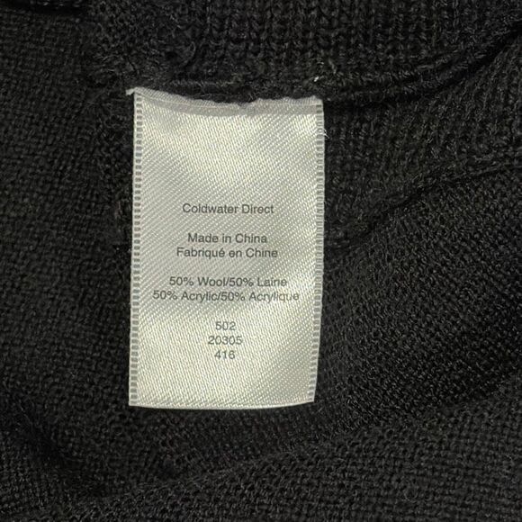 Coldwater Creek Black Wool Blend Long Sleeve Tunic Sweater L Pockets - Picture 8 of 9